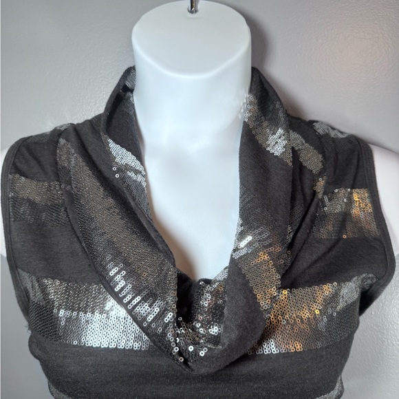 Roz & Ali Sequin Stripe Cowl-Neck Sleeveless Top XL - Picture 3 of 11